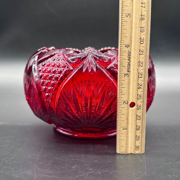Vintage Fenton Amberina Ruby Red Glass Candle Holder Rose Bowl Mid Century Retro - Picture 11 of 12